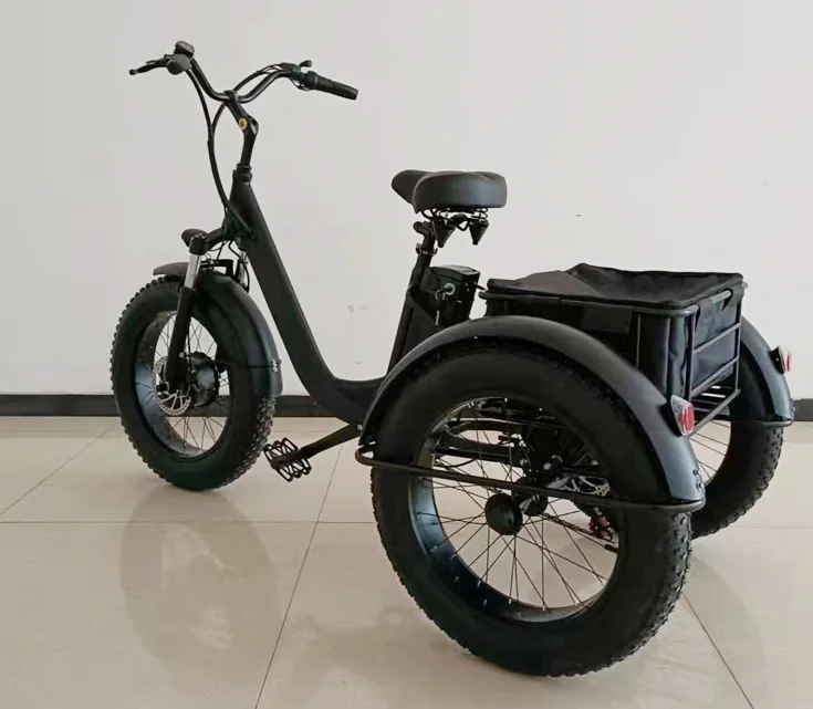 2024 Retro Foreign 24 Inch Snow Beach Wide Tire ElectricTricycle Lithium Electric Bicycle