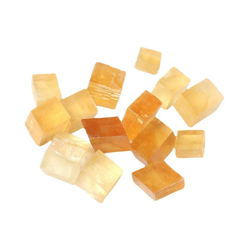 Best Sale Elixir Ornament Fragrance Stone Healing Cubic White Yellowy Orange Raw Calcite for Home Garden Decoration DIY Gift