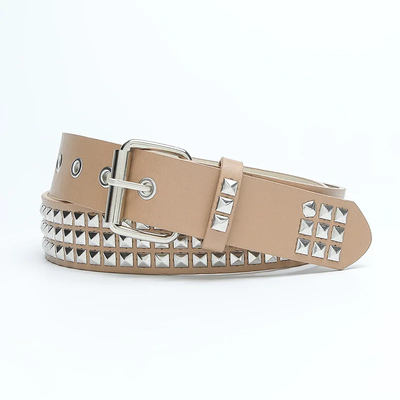 Wholesale Fashion Western Pyramid Rivet Leather Y2k Belt Punk Rock Studded Leather Belt For Women