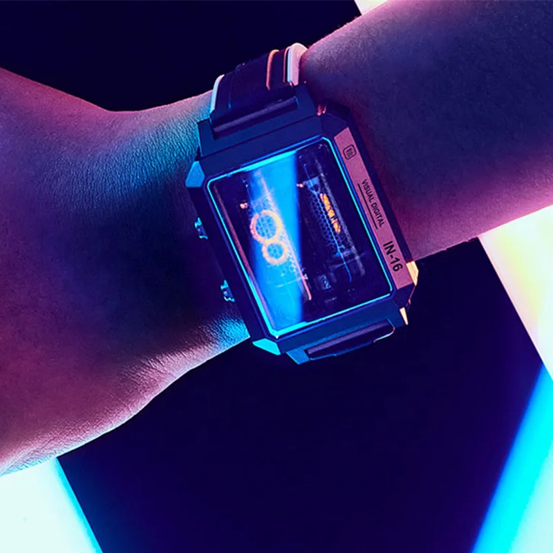 Visual Digital Watch IN-16 Glow Tube Watch Counts Time And Seconds Wireless Charging IPX4 Waterproof Shatterproof