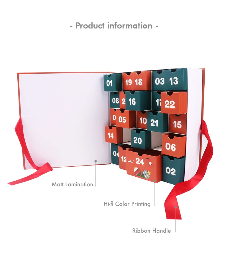 Рождественский обратный отсчет 2023 большой 24 дня косметический парфюмерный Адвент-календарь на заказ органический пользовательский пустой SHHC