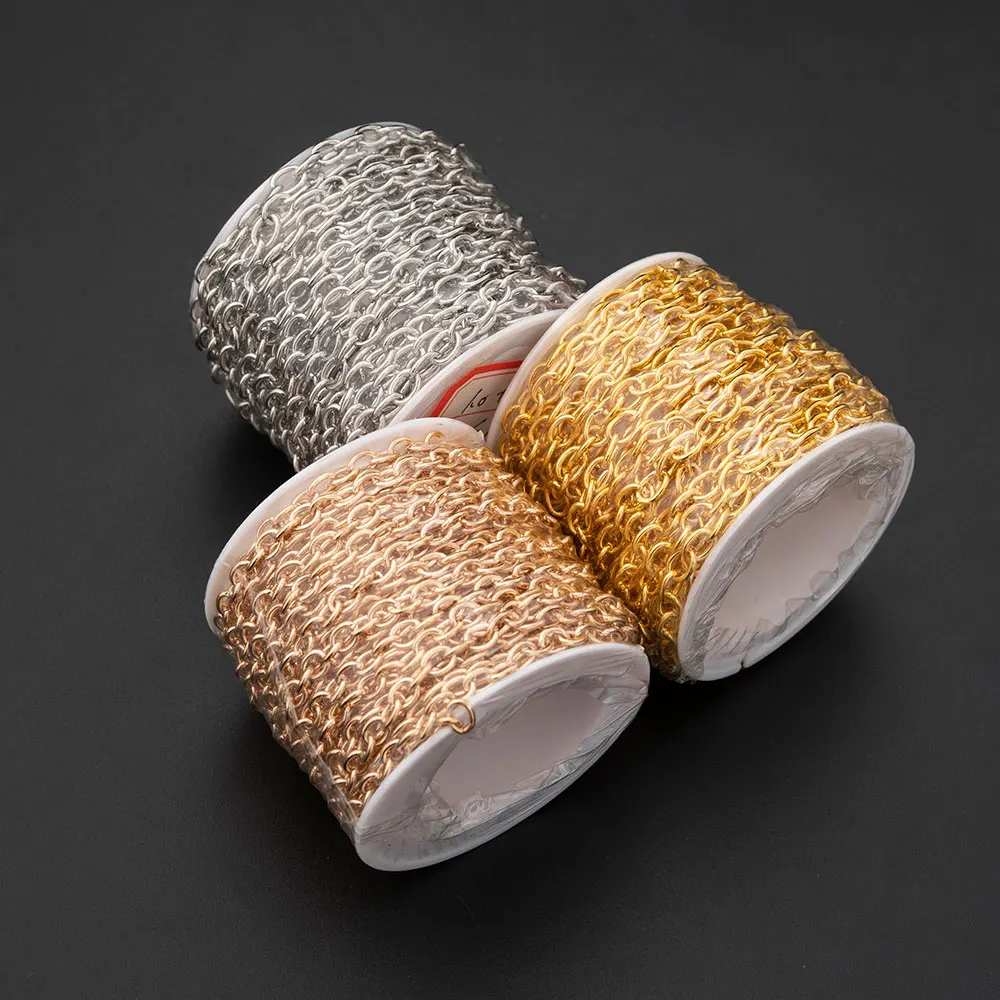 Custom Iron Roll Women Men Gold Necklace Bulk Chain Cable Spool unfinished chain semi-finished flat thin chain