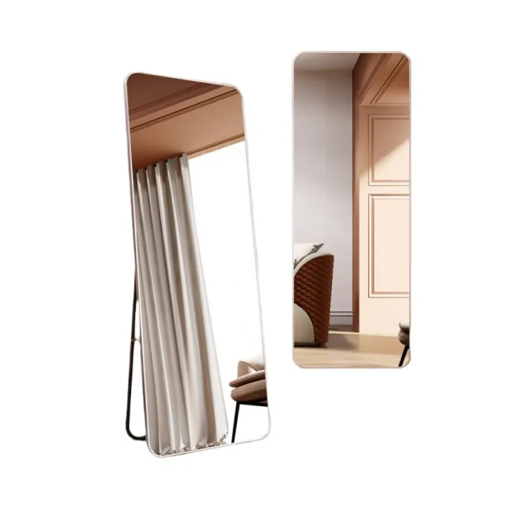 Factory  price  Aluminum Frame & Ladder Bracket Free-Stand or Wall-Mounted Rectangle Full Length Floor Standing Mirror