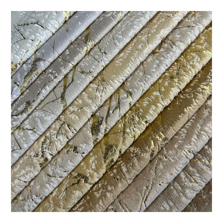 Chinese Velvet Burnout Sofa Fabric 100% Polyester Bronzing Velvet Fabric For Sofa