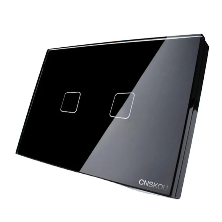 Cnskou Useful US smart switch 2gang 1way glass panel energy saving home automation light switch with SCR and 200w/gang