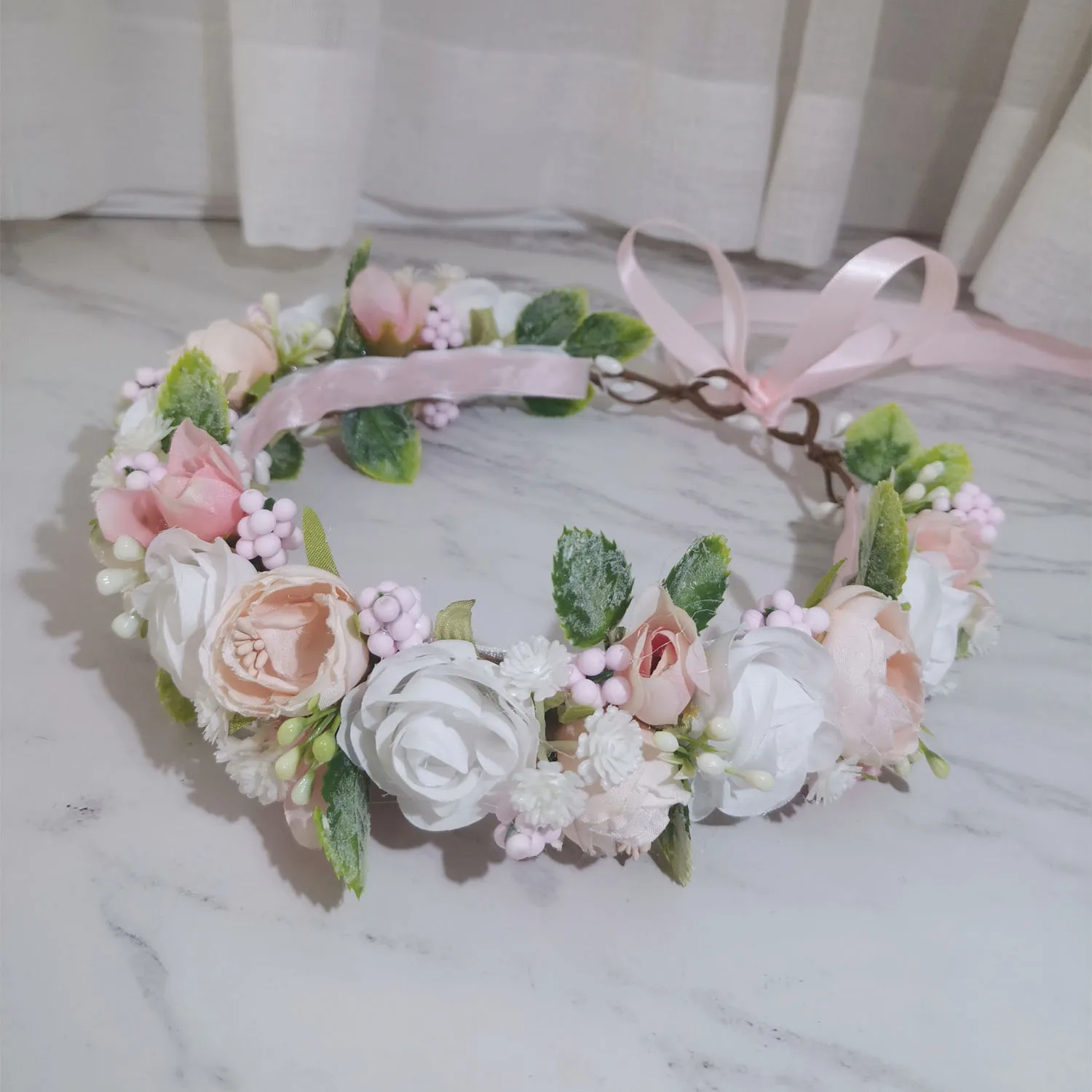 Wedding Tiaras Bride Tiara Artificial Flower Headband And Crowns Hair Accessories Flower Girls Flower Crown Headdress Hairband