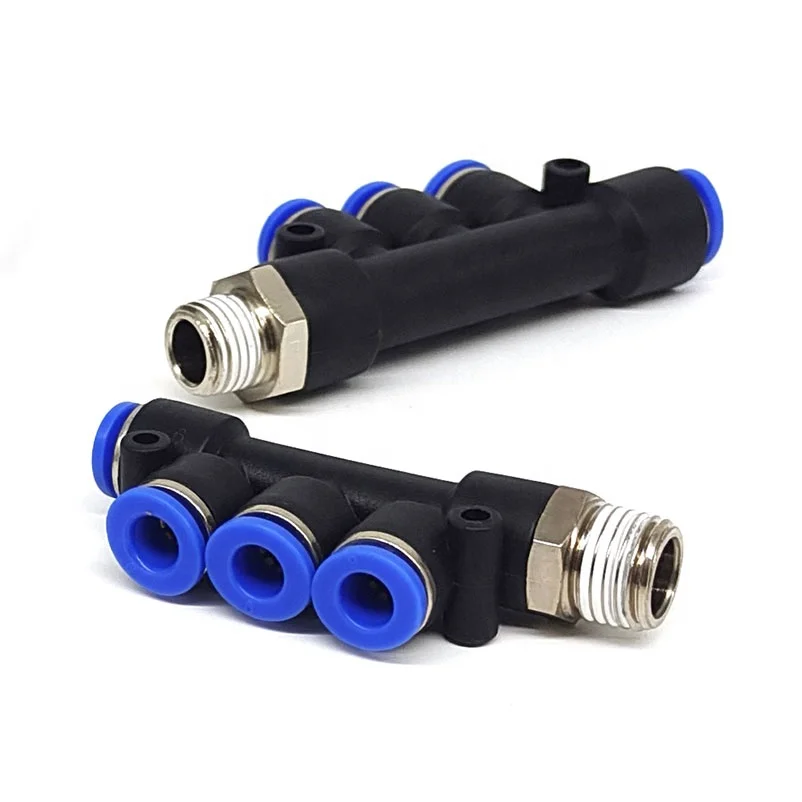 PKB 1/8 Plastic Pneumatic Push in Air Fittings 5 way Manifold Air Quick Connect Pipe Fittings