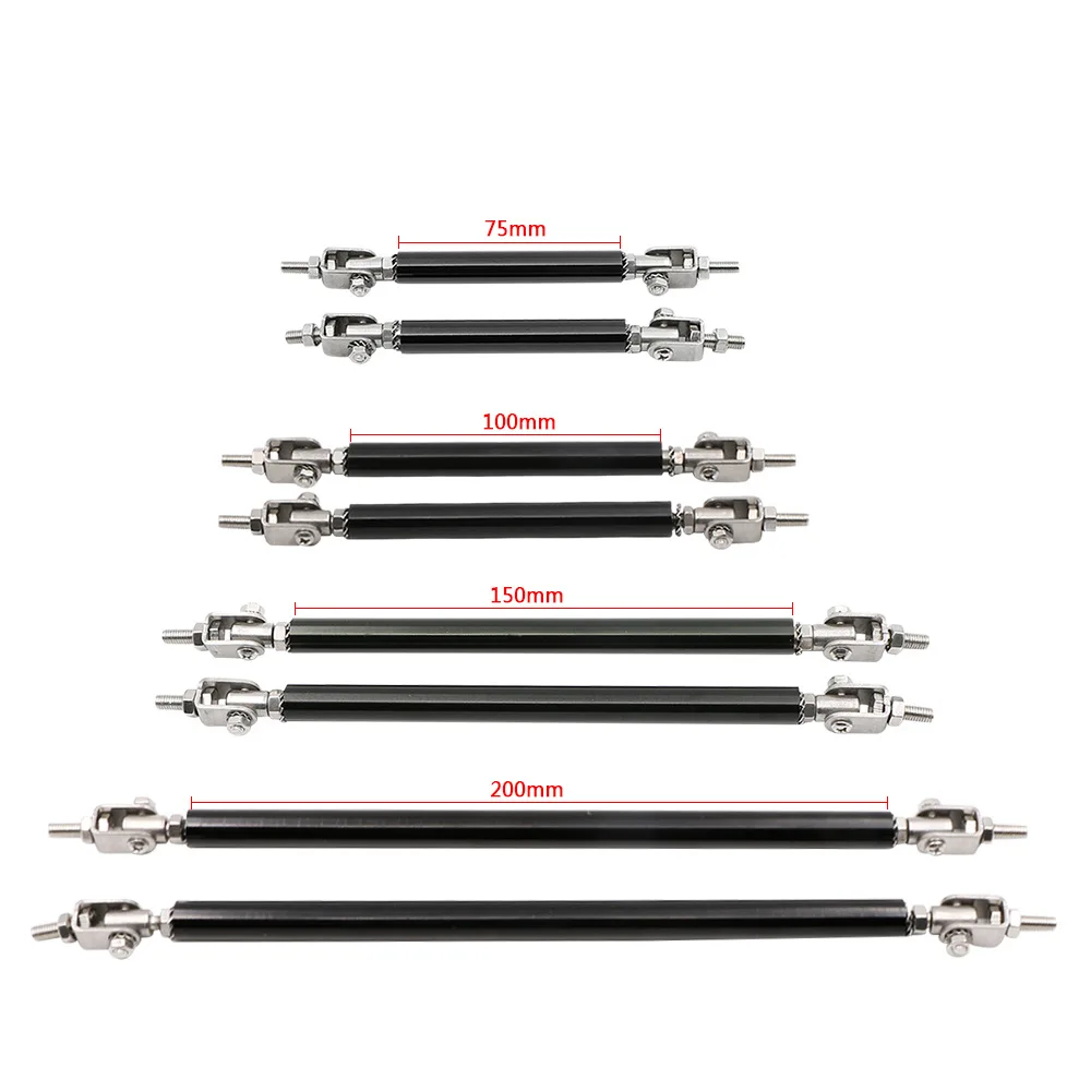 Red Adjust Front Bumper Lip Splitter Strut Rod Tie Support Bars For Honda  7.5/10/15/20CM