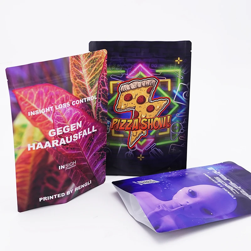 3.5g 5g Low MOQ Custom Design Printed Smell Proof Zip Lock Mylar Aluminum Foil Stand up Dried Flower Powder Packaging Pouch Bag