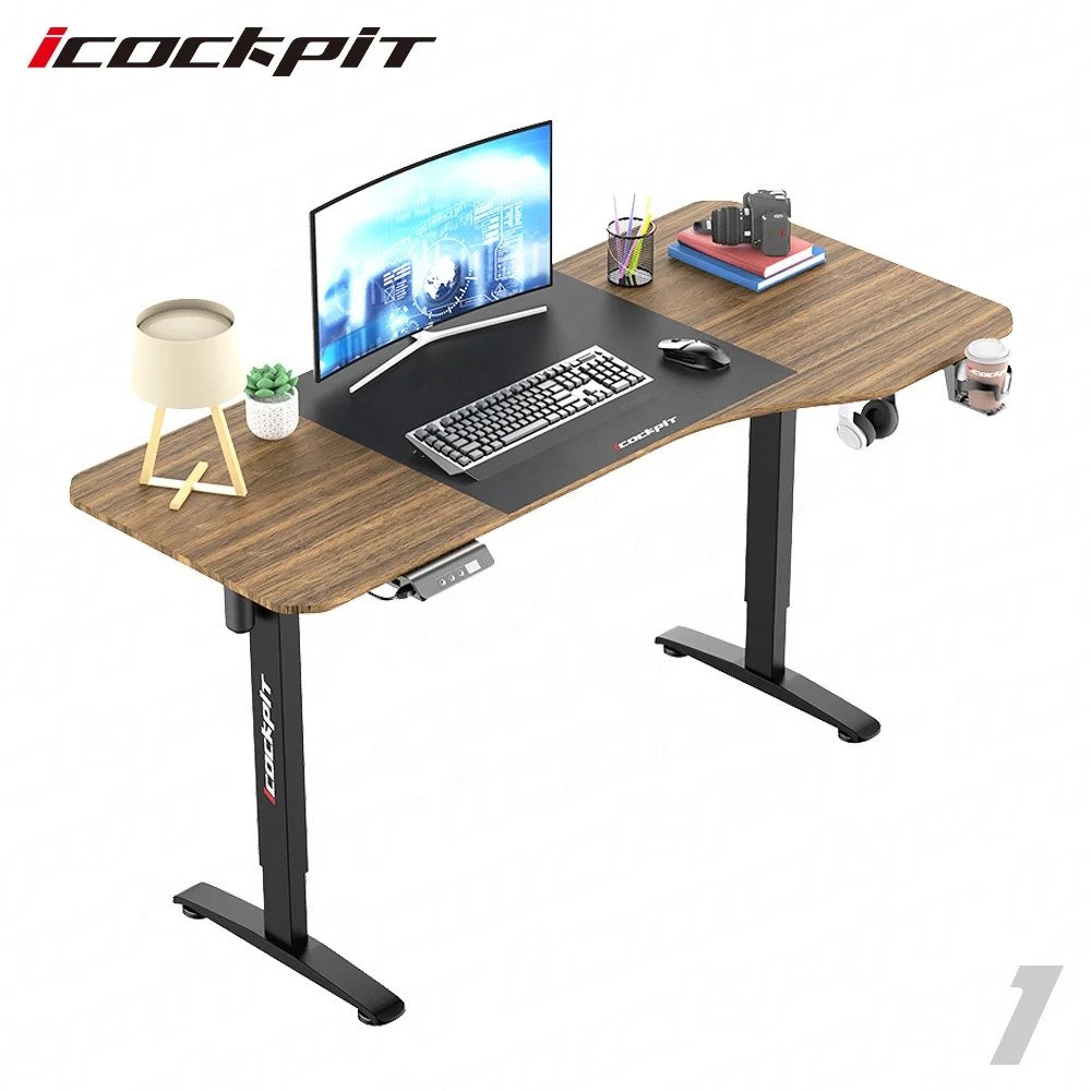 icockpit Office Electric Standing Desk Ergonomic Smart Hight Adjustable Portable Workstation Electric Metal Frame Sit Stand Desk