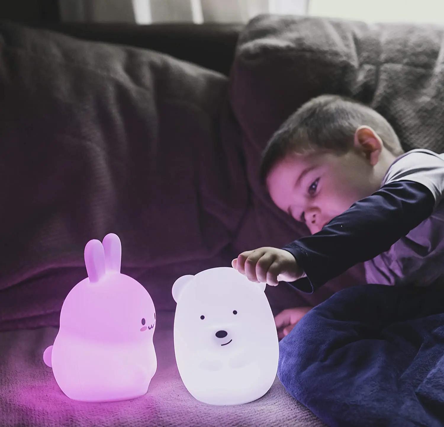 LED Nursery Night Lights for Kids USB Rechargeable Cute Animal Silicone Lamps with Touch Sensor or Remote Control