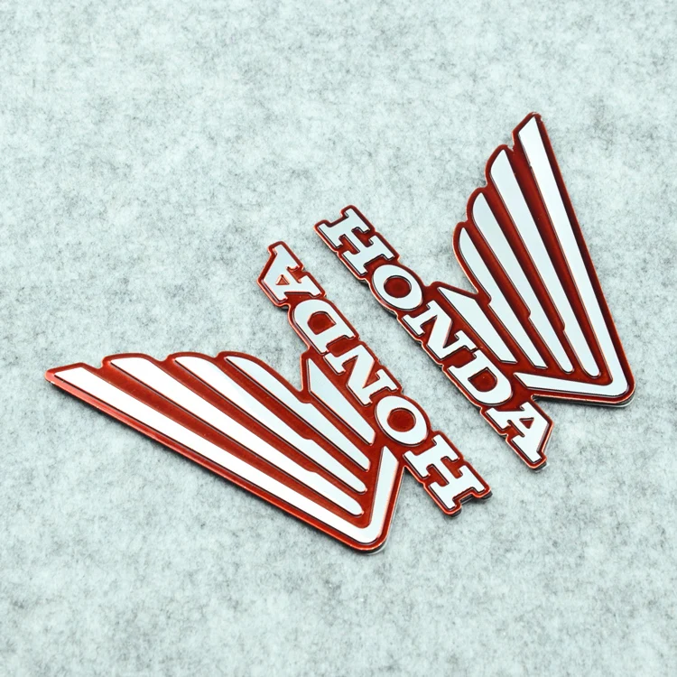 Customized aluminum alloy decorative decal sticker motorcycle metal logo sticker for honda wings