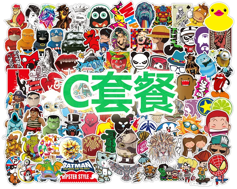 New Hot 100Pcs Random No Repeat Mixture Decal Stickers Doodling Travel DIY Stickers for laptop