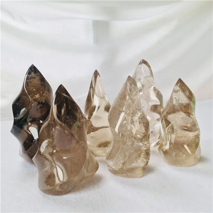 top quality polished dark tea smoky crystal quartz flame for healing