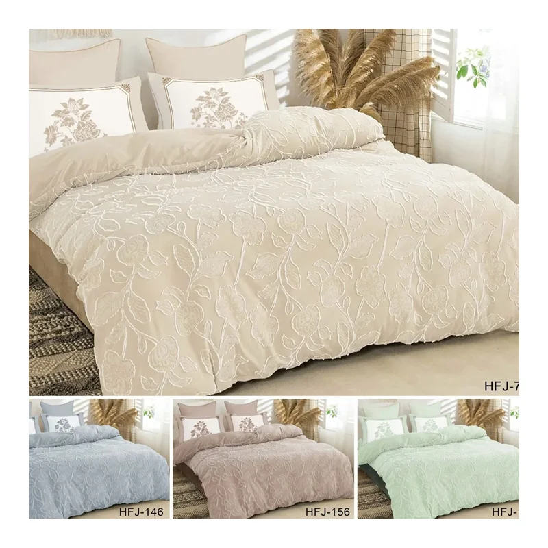 Factory cut Flowers Microfiber jacquard Duvet cover bed linen