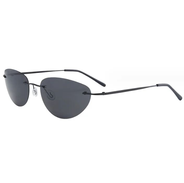 Latest Fashion Ultralight Rimless Matrix Neo Polarized Metal Cat Eye Sunglasses Vintage Shades Glasses Men