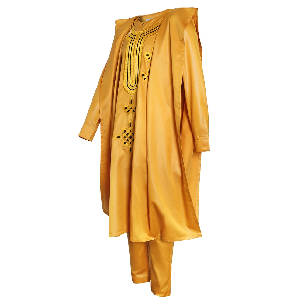  Модная одежда H & D костюм из трех предметов agbada рубашка с широким рукавом и брюки африканская для
