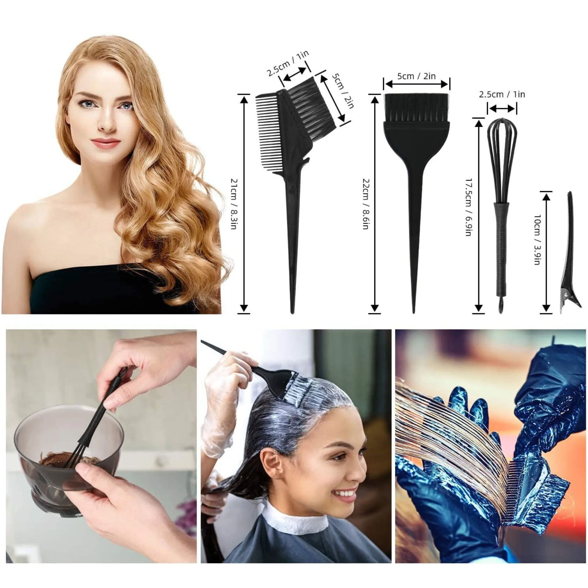 Black Hair Dye Coloring DIY Beauty Salon Tool Kit- Hair Tinting Bowl Dye Brush Ear Cover Hair Dye Tools