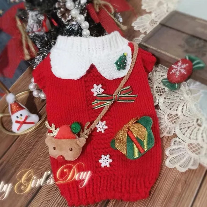 Winter Christmas dog sweater, cat knitted sweater, knitted pet clothes wholesale
