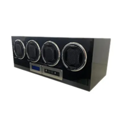 Wooden Watch Box Case Black Gloss Paint Automatic Luxury Watch Winder Leather  4 slots with touch screen remote control