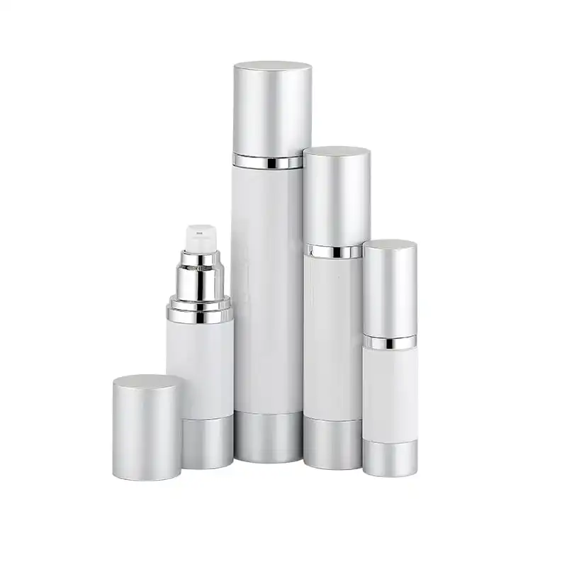 China best quality matte silver or matte gold airless bottle gold vacuum cosmetic bottle matte golden CREAM PUMP BOTTLE