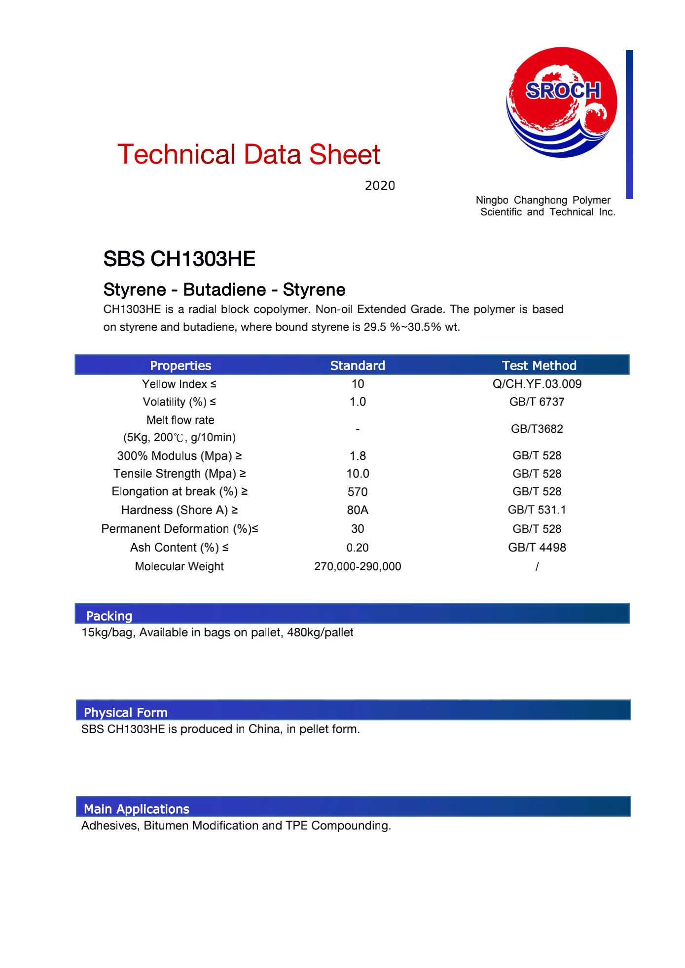 SBS granules LCY3411 Radial SBS CH1303HE Sibur DST-30-01V/Bound Styrene 29.5%-30.5%