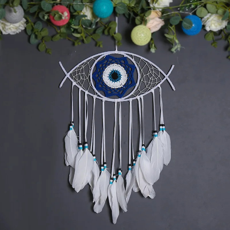 Wall Craft Decorative Handmade Ornaments Evil Eye Dream Catcher Home Decor Wall Hanging Feather Dream Catcher