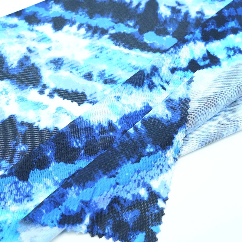 custom breathing polyamide elastane breathable thin floral printed power net mesh fabric for dress lining