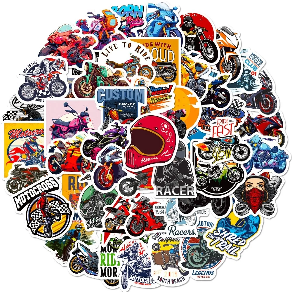 50pcs Motorcycle Club Stickers Personalized Graffiti Harley Motorcycle Stickers Waterproof, T01041229