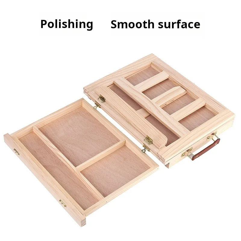 Portable Polished Wooden Easel with Drawer Tabletop Wooden Craft Wooden Box and Wall Sign for Technical Drawing Storage