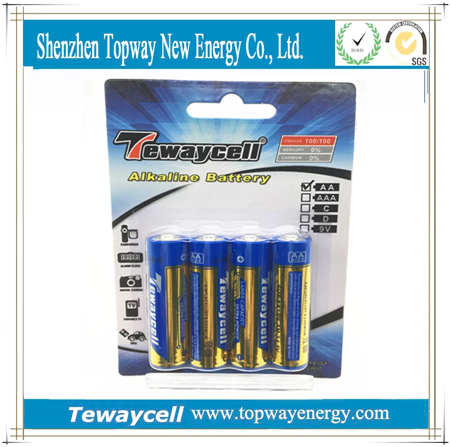 Батарея Tewaycell Zn/MnO2 с длительным сроком службы 2500mAh AA 1 5 V LR6 щелочная батарея