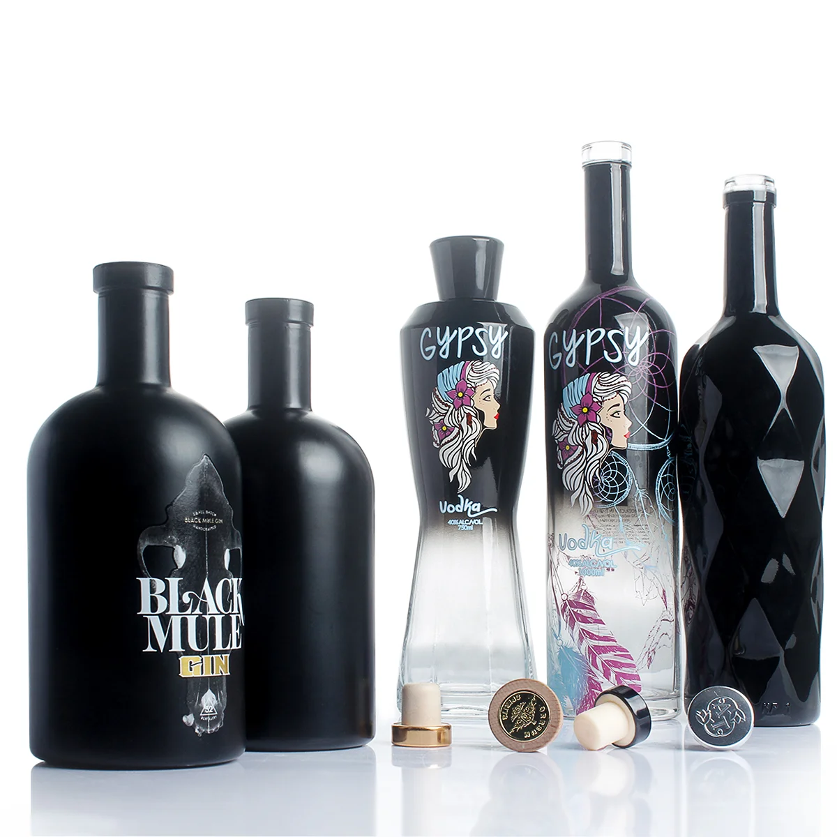 Factory Stock Botella De Vidrio Para Licor 500 700 750 ml Frosted Matte Black Vodka Gin Oliver Oil Spirit Glass Bottle