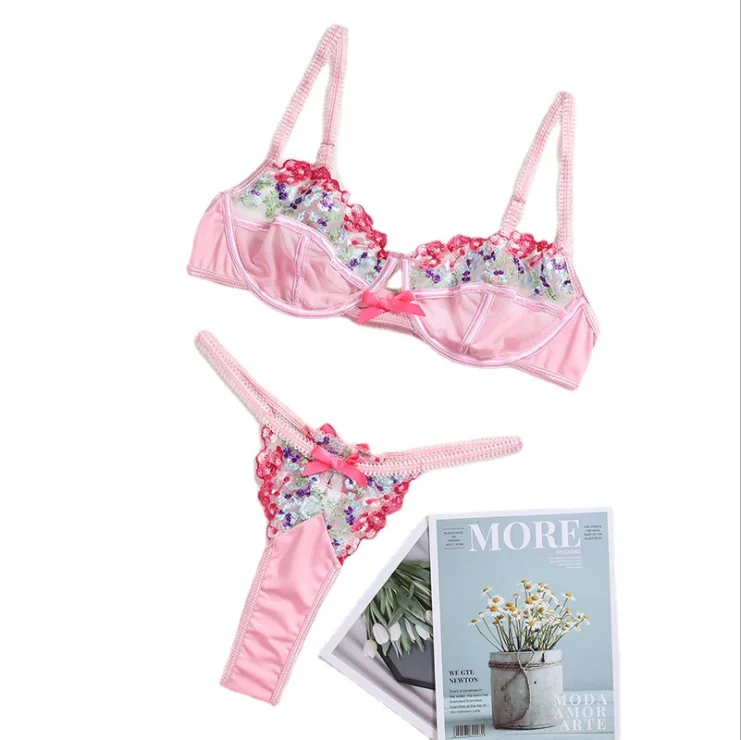 New Euramerican Countryside Small Floral T Word Sexy Underwear Suit