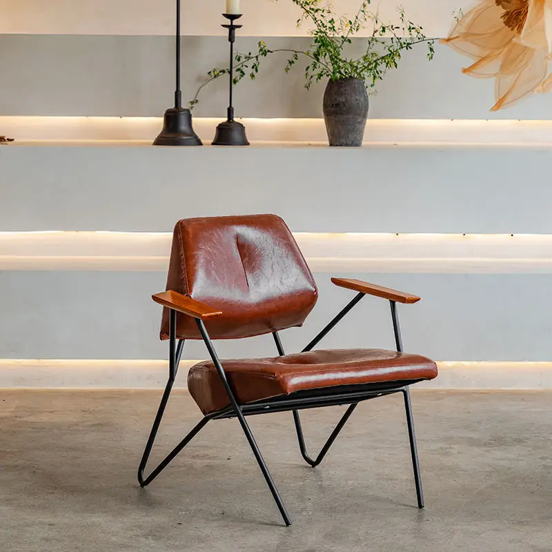 Home Garden Leisure Coffee Cafe Shop Table Sets Leather Seat Back Single Sofa Armchair for Twins Relaxing