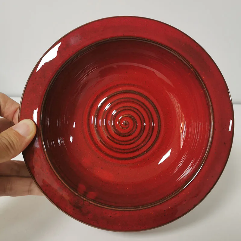 Large Vintage Red Footed Pottery Wax Melt Bowl Terracotta Personalized Oil Burner