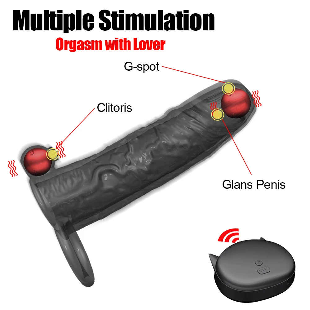 Reusable Condom Dildo Vibrator Penis Ring Sleeve Adult Sex Shop Vibrating Condom Enlargement Dildo Sleeve for Men Sex Couples