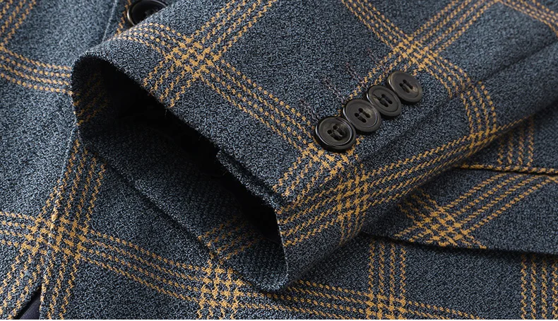 wholesale Business high quality 3 piece slim suits for men &amp blazer french plus plaid suit