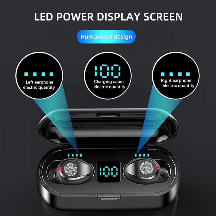 
F9 Auriculares Audifonos Tws Wireless Earbuds Handsfree Gaming Sport Headset 2000mAh ear buds For bluetooth Earphone headphone 