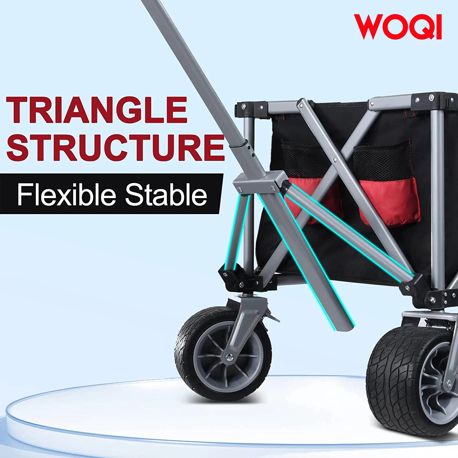 Складная складная тележка для вагонов WOQI переносная грузоподъемность 122 л и Вес 220 фунтов черный с красным