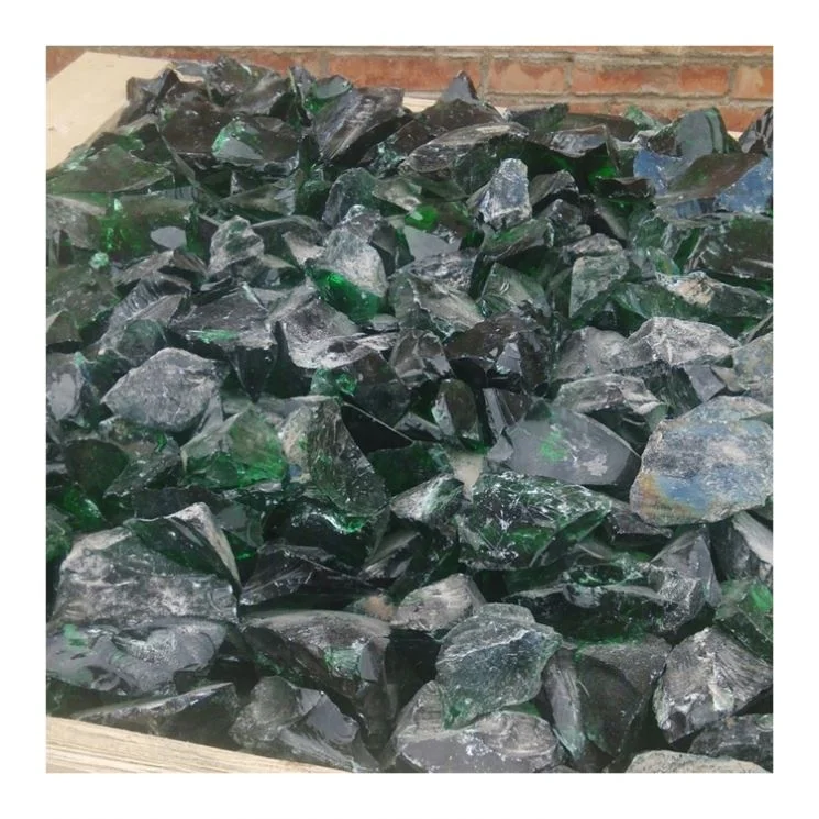 Transparent green glass boulders cheap colored landscaping stone
