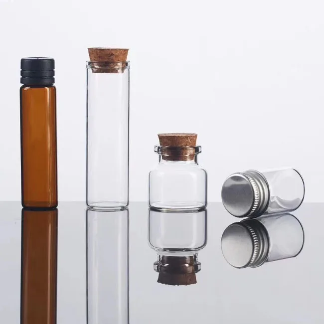 wholesale  top item 10ml Mini Small Cork Stopper Glass Vial Small Clear Glass Vials  baby shower 5ml 10ml