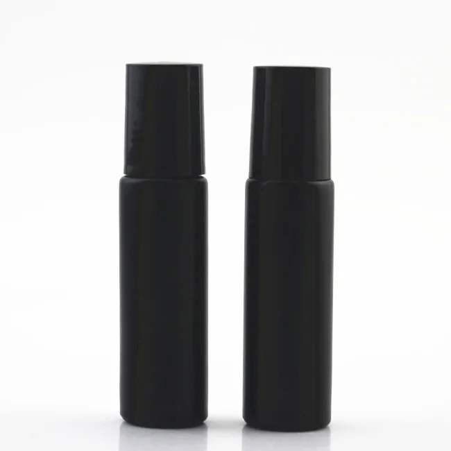10ml black white frosted glass bottle 10 ml roll on empty glass bottles for attar essential oil perfume lip oil container
