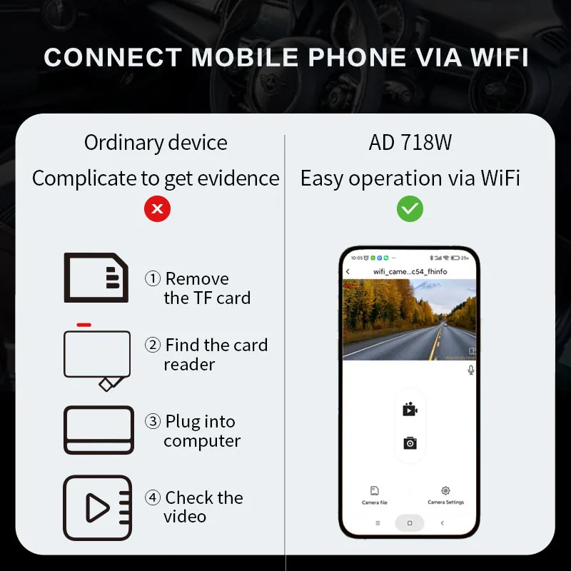 Aoedi 718W WiFi 1080P Clip Wearable Video Recorder Body Worn Camera with Voice Recorder