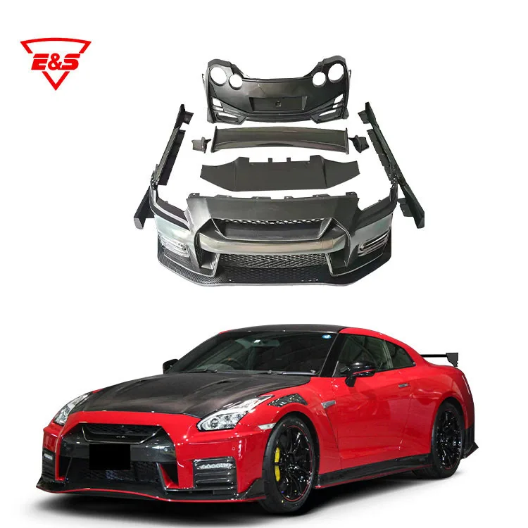 Car Body Kit GTR R35 Upgrade to NISM Style Half Carbon Bumper for Nissan Front Bumper Rear Lip Bodykit
