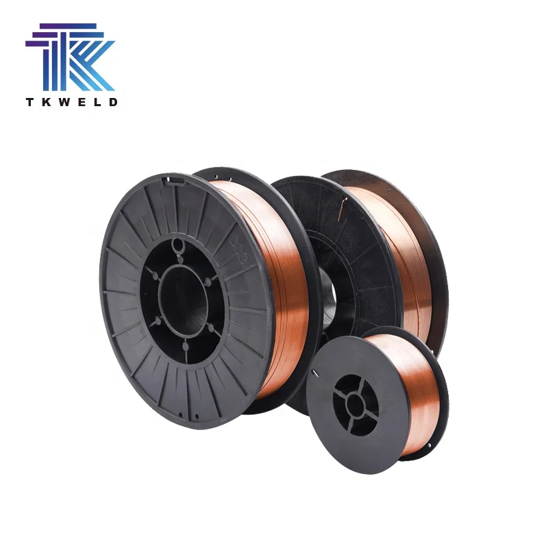 TKweld Copper Coated CO2 Protection Gas MIG Solid Cored Welding Wire ER70S-6 15kg 20kg Plastic spool OEM Customized Available