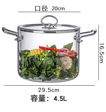 Kitchen fire direct glass pot for cooking boiling soup on stove 2.5L 3.5L 4.5L 5.5L