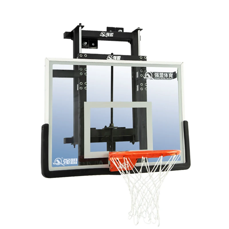 Заводская поставка регулируемая высота официальный размер панели настенный стеклянный баскетбольный обруч с отрывом