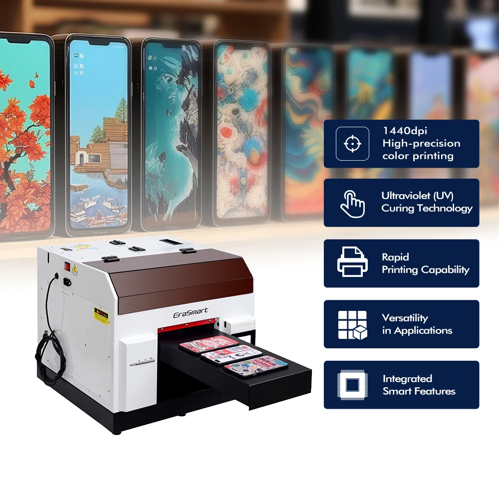 EraSmart Digital Inkjet Desktop L800 L805 Print Head UV Flatbed Printer Price Mini Size A4 A3 UV Printer For Phone Case