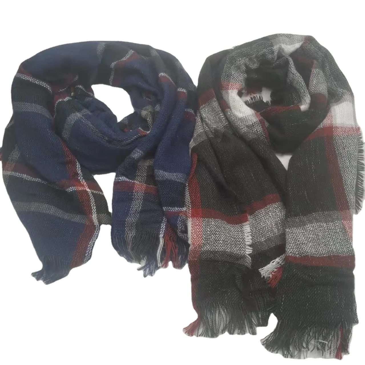 Прямая поставка с фабрики, быстрая доставка, 100% акриловый Теплый Мягкий клетчатый шарф трех цветов, вязаный клетчатый шарф, шаль