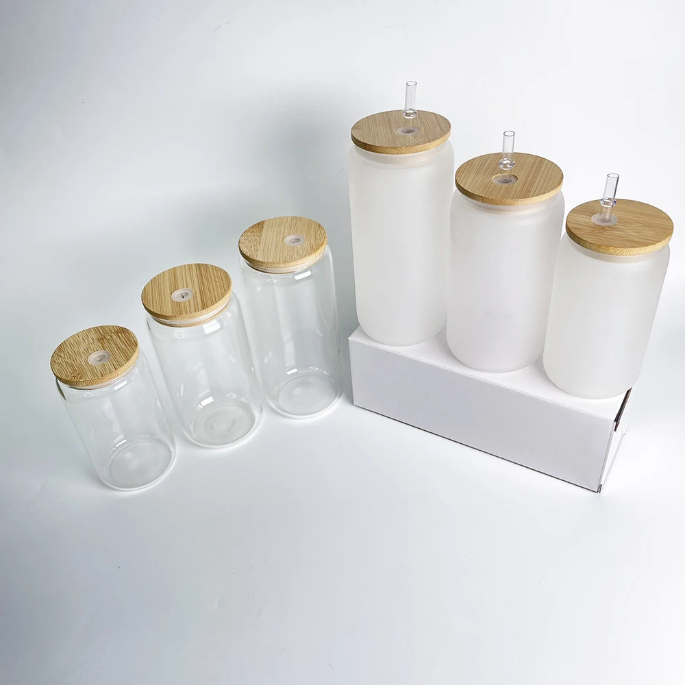 crystal clear 12oz 16oz 20oz Beer can glass cup transparent soda juice drinking glasses can for White Sublimation Transfer